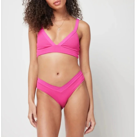 NWT L*space Vera Ribbed Bikini Top size M Pratt bottom size S - Picture 1 of 6